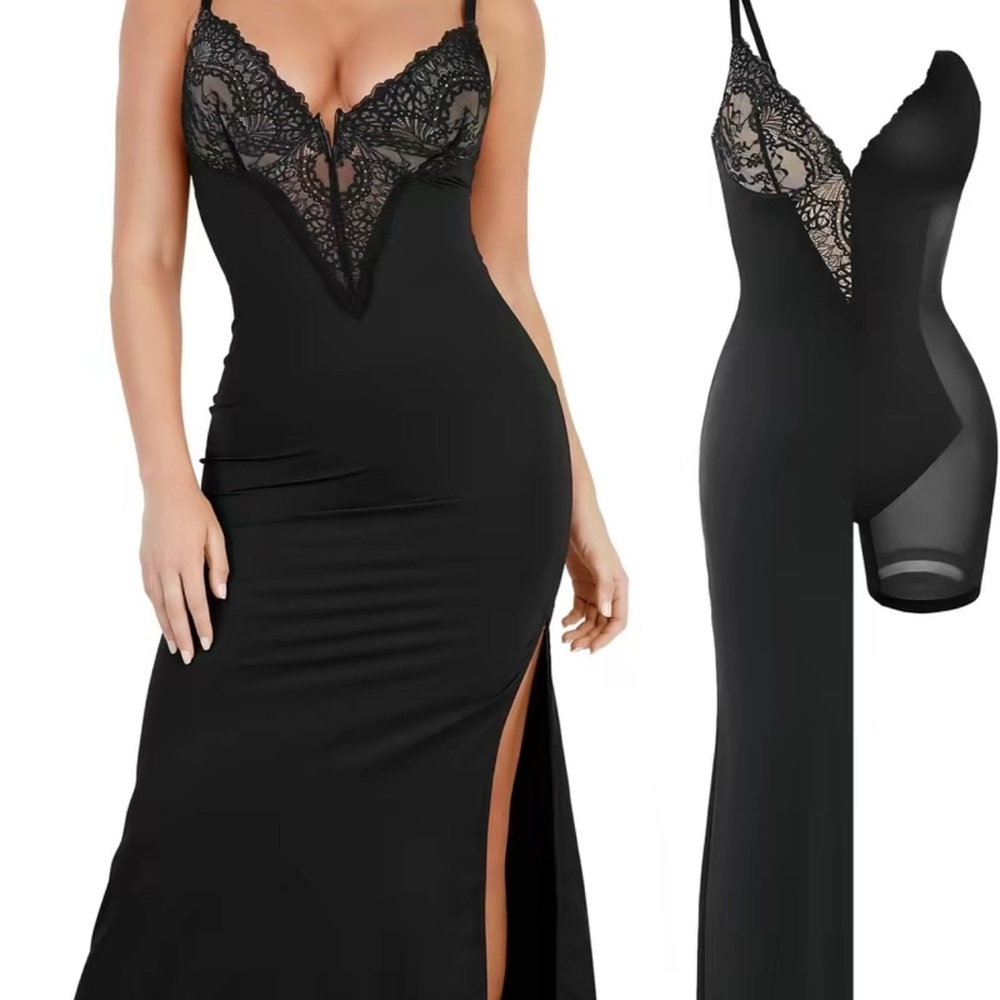 Elegant Black Lace Maxi Dress